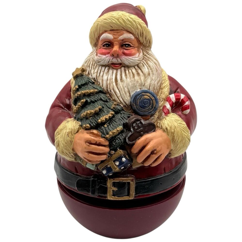 Vtg Musical Revolving Santa 7” Windsor Collection Roly Poly Video Works Wind 90s